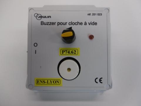 Buzzer avec réglage du volume - alim. par pile 9 V - réf. 251 023 → pour cloche à vide